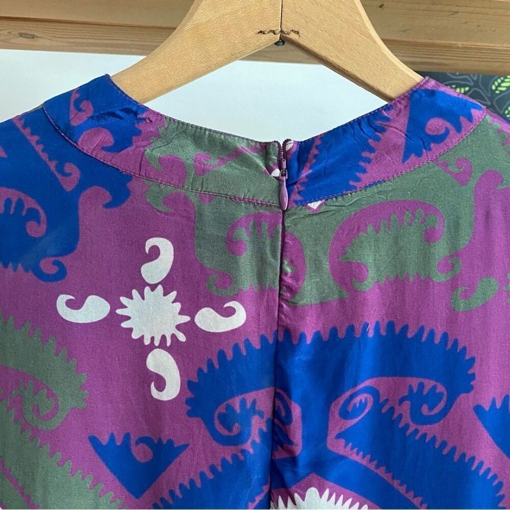 Tuckernuck Oliphant Purple Blue Uzbek Magenta Mock Neck Long Sleeve Maxi Dress - Picture 9 of 12